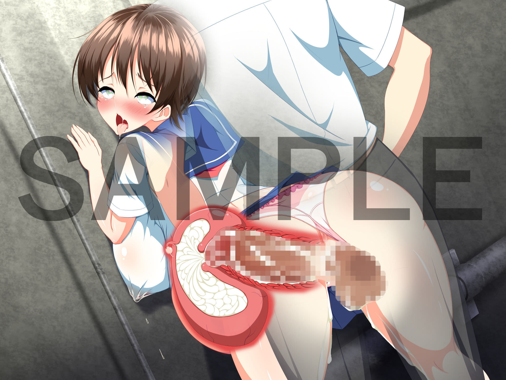 バックから射精されて受精させられているCG